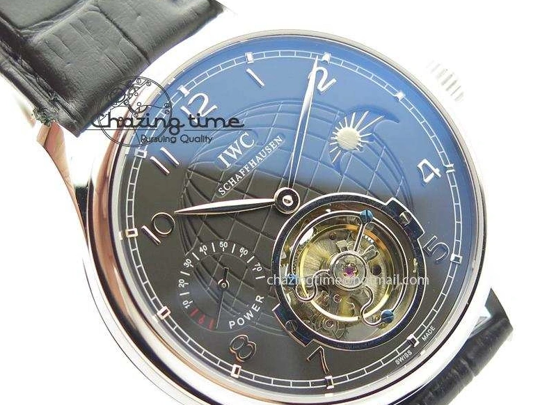 MIROTIME 0807 Portuguese Tourbillon Power Reserve Moonphase SS Black Dial On Black Leather Strap TechFriendly 7321